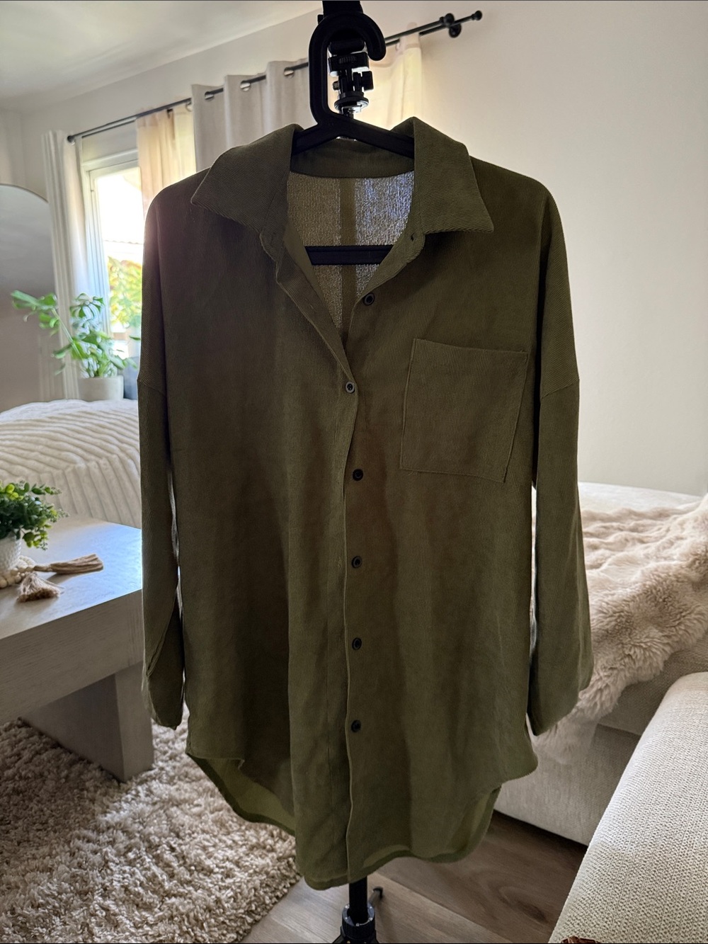 Olive Green Woman’s Button-Up Jacket
